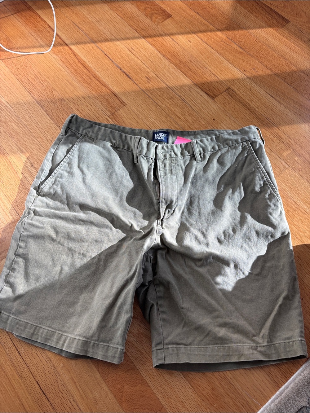 Lands' End Men's Olive Chino Flat-Front Shorts